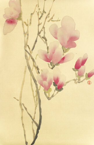 Pink magnolia di Kseniya Dueva, Pittura in vendita su Singulart