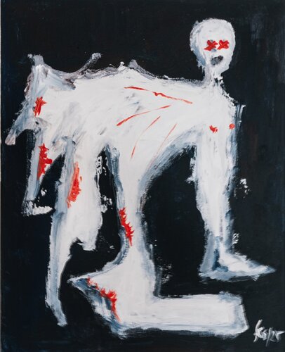 Der Wächter – Original Acrylgemälde auf Leinwand | Dunkle Kunst | Surrealer Ausdruck de Charles Kuzmanovic, Pintura a la venta en Singulart