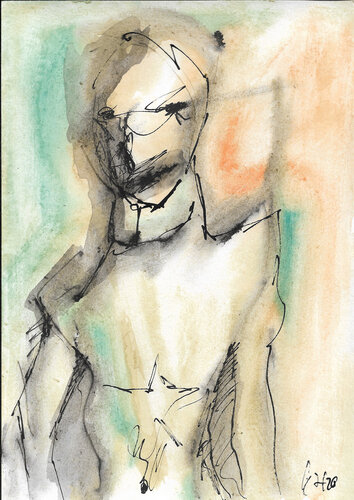 Warrior – Mixed Media Illustration – Original by Charles Kuzmanovic, 종이 for Sale on Singulart