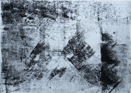 Struktur 4 – Mischtechnik – Tusche und Druckerschwärze auf Fotokarton by Charles Kuzmanovic, 종이 for Sale on Singulart