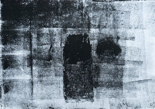 Struktur 6 – Mischtechnik – Tusche und Druckerschwärze auf Fotokarton by Charles Kuzmanovic, 종이 for Sale on Singulart