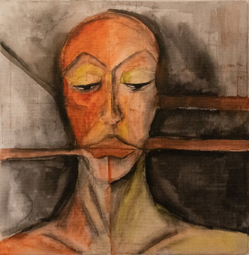 Portrait einer Frau - Abstraktes Portrait - Orignal Kunstwerk - Acryl auf Leinwand - Dunkle Seele von Charles Kuzmanovic, Malerei kaufen auf Singulart