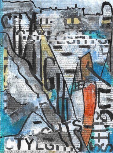 Citylights - Collage - Mixed Media Kunst - Typografie - Original by Charles Kuzmanovic, Work on Paper for Sale on Singulart