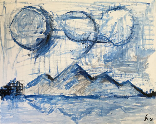 Drei Gestirne über Madeira - Acrylmalerei auf Holz - Original Kunstwerk von Charles Kuzmanovic, Malerei kaufen auf Singulart