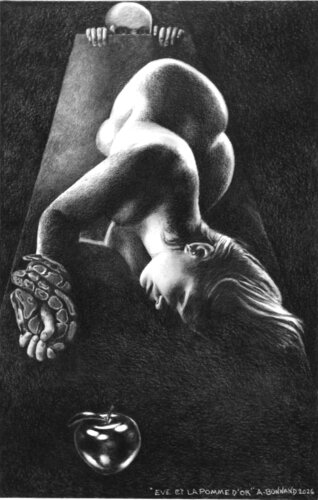 Eve et la pomme d'or van Alain Bonnand, Tekening te koop op Singulart