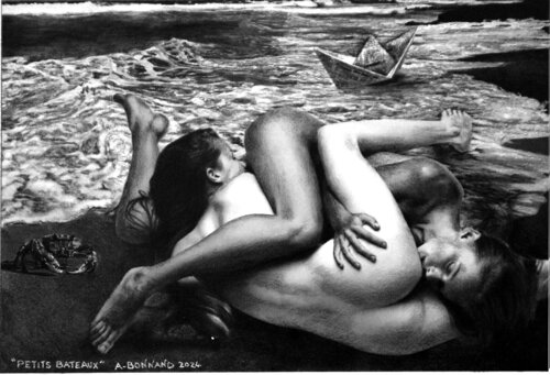 Petits bateaux di Alain Bonnand, Disegno in vendita su Singulart