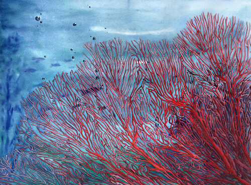 Scarlet Sanctuary di Alisa Vovk, Pittura in vendita su Singulart