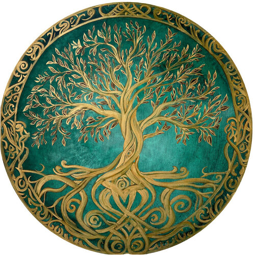 Gilded Wisdom: Celtic Tree of Life by Alisa Vovk, Painting for Sale on Singulart