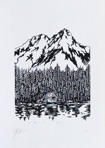 Chalet du lac by Lola Jacquet, 종이 for Sale on Singulart