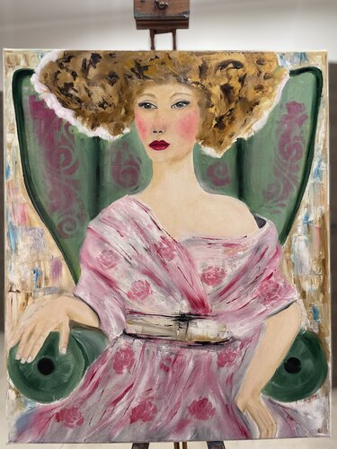 “Pensieri in rosa e  verde” van Tiziana Stanco, Schilderij te koop op Singulart
