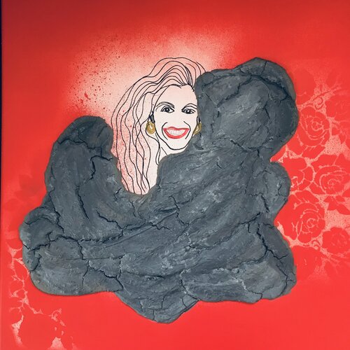 Rising like a phoenix/Pretty woman/Portrait mit Rosen by Silvia Wagner, 소묘 for Sale on Singulart