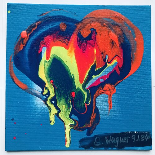 Mit einer Fülle positiver Emotionen überquellendes Herz di Silvia Wagner, Pittura in vendita su Singulart