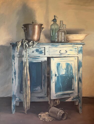 Bodegón Armario Azul di Jose G Recio, Pittura in vendita su Singulart