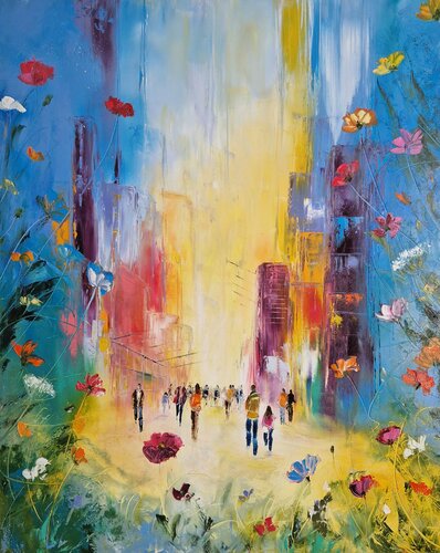 Flowers power di Artize, Pittura in vendita su Singulart