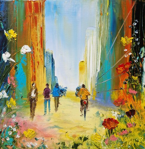 A vélo ou à Trottinette di Artize, Pittura in vendita su Singulart