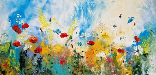 Graines de moutarde et coquelicots by Artize, Painting for Sale on Singulart