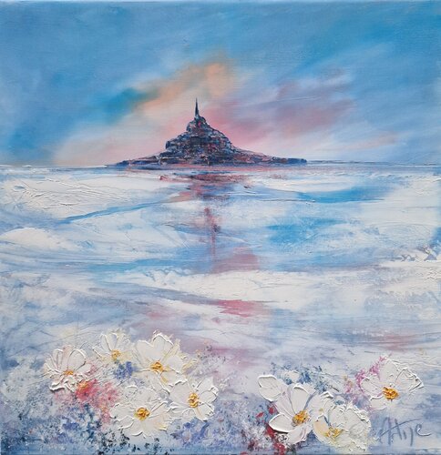Sous la neige, quelques fleurs di Artize, Pittura in vendita su Singulart