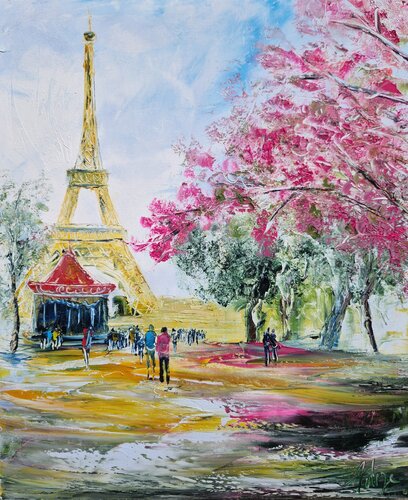 La tour Eiffel, un jour de printemps de Artize, Pintura a la venta en Singulart