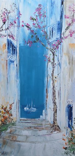 Une ruelle face à la mer di Artize, Pittura in vendita su Singulart