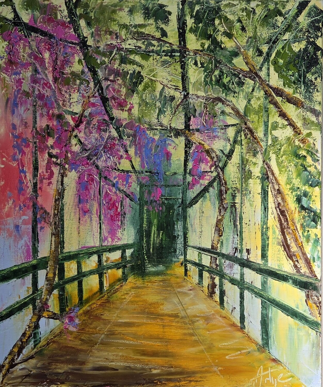Le pont vert Artize Original painting for sale