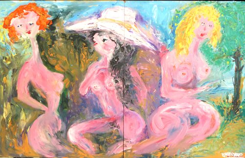 DESNUDOS SOBRE LA YERBA (Díptico) di María del Valle RUBIO, Pittura in vendita su Singulart