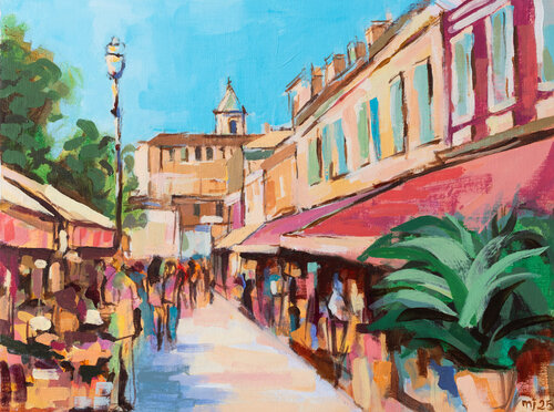 The Morning - Marché aux Fleurs - Nice di Micjan, Pittura in vendita su Singulart