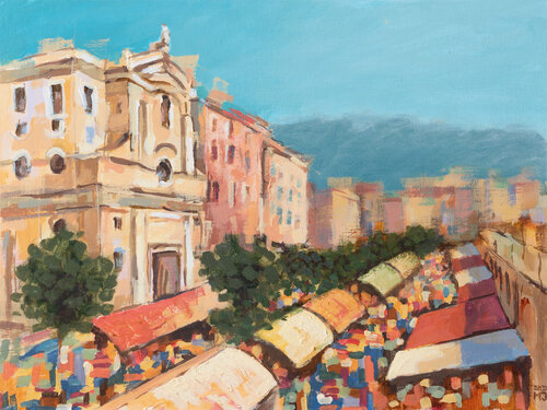 Market Hour - Marché aux Fleurs - Nice di Micjan, Pittura in vendita su Singulart