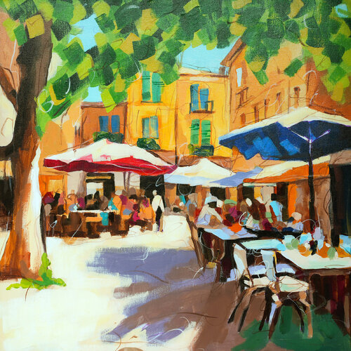 Midi au Marché di Micjan, Pittura in vendita su Singulart