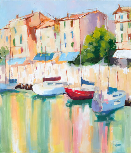 The Color Boats-Quiet Harbour by Micjan, 油畫 for Sale on Singulart