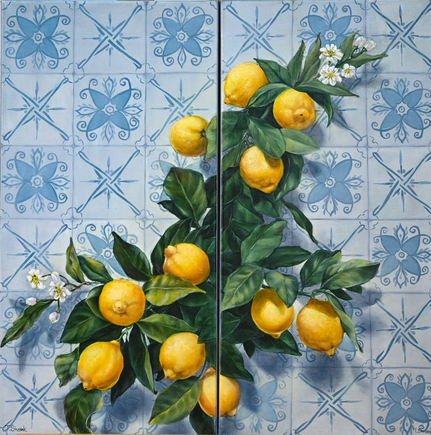 Whispers of Sunlight (Diptych) Tanya Shark Dipinto originale in vendita
