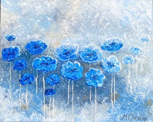 Azure Bloom Drift van Marilyn Jessop, Schilderij te koop op Singulart