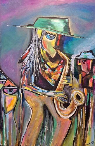 Melody in Motion II – Echoes of Blue by Mamta Jharia, Painting for Sale on Singulart