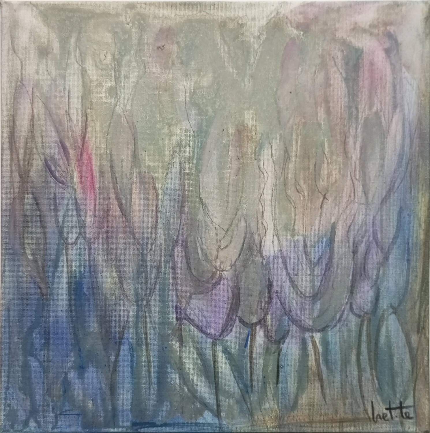 ENTRE FLORES DE LA HUERTA I-A T Bret Origineel schilderij te koop