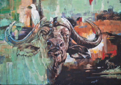 African Buffalo di Barry Jackson, Pittura in vendita su Singulart