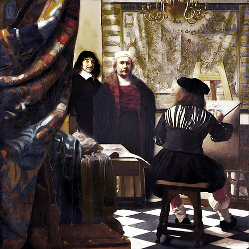 When Rembrandt & Descartes Visited Vermeer - Museum Quality Giclée Print van Gordon Coldwell, Afdruk te koop op Singulart