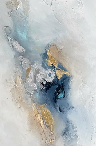 Behind the Image XI- Golden, White, Teal - ORIGINAL PAINTING by Daniela Pasqualini, 油畫 for Sale on Singulart