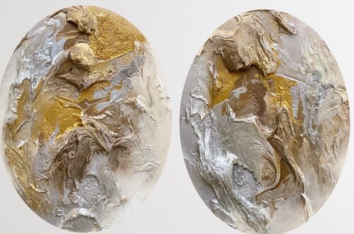 Ode II - diptych gold, champagne, silver Daniela Pasqualini