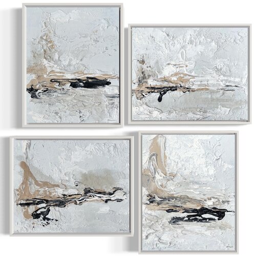 Hidden Light - 4 paintings - Black, Sand, White van Daniela Pasqualini, Schilderij te koop op Singulart