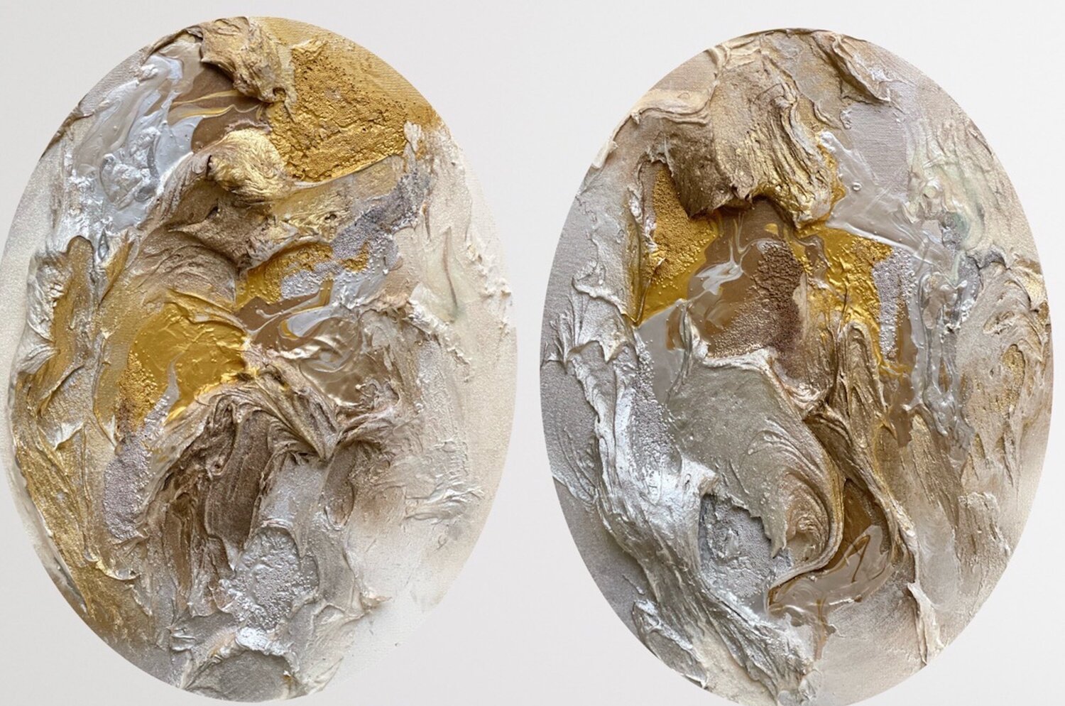 Ode II - diptych gold, champagne, silver Daniela Pasqualini