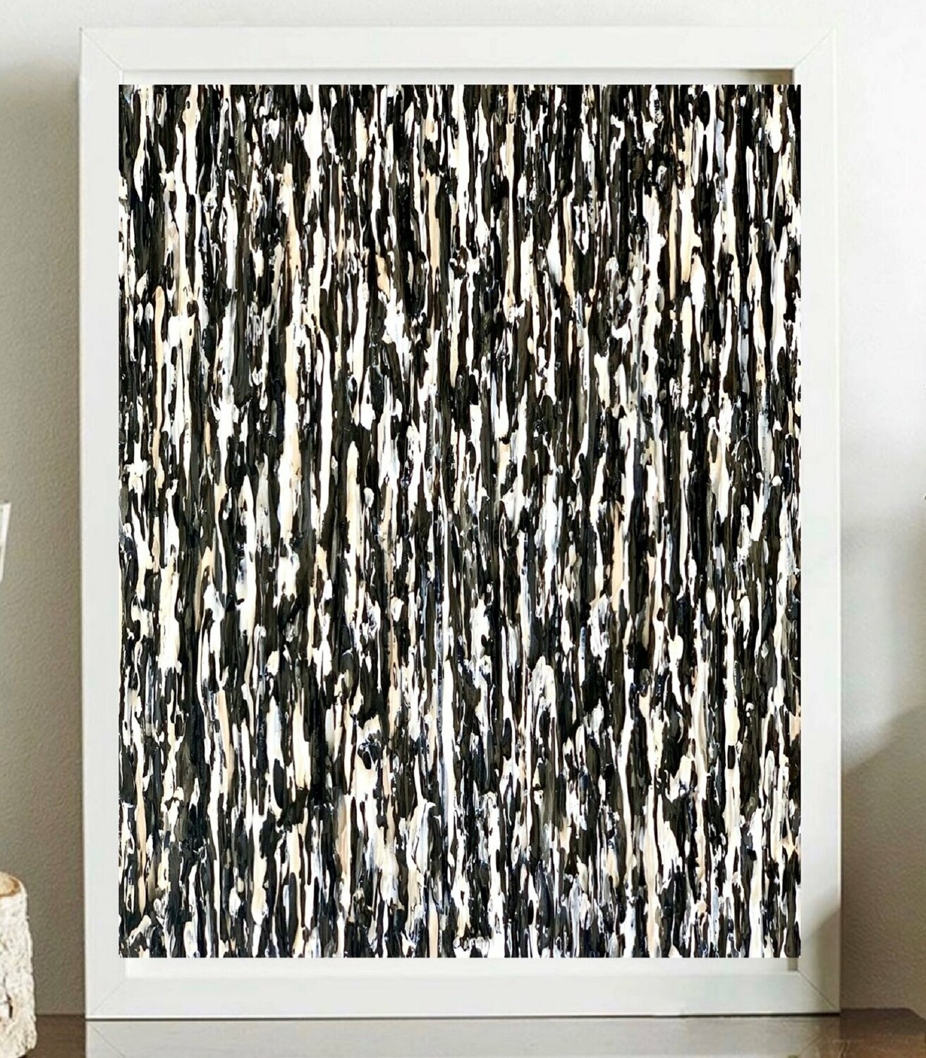 Visual Dance - Original framed painting ready to hang - Black & White Daniela Pasqualini