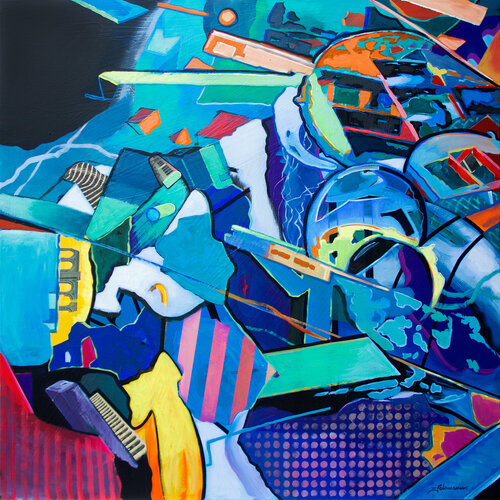 Vibration | Expressives Gemälde Acryl Collage auf Leinwand de Uwe Fehrmann, Pintura a la venta en Singulart