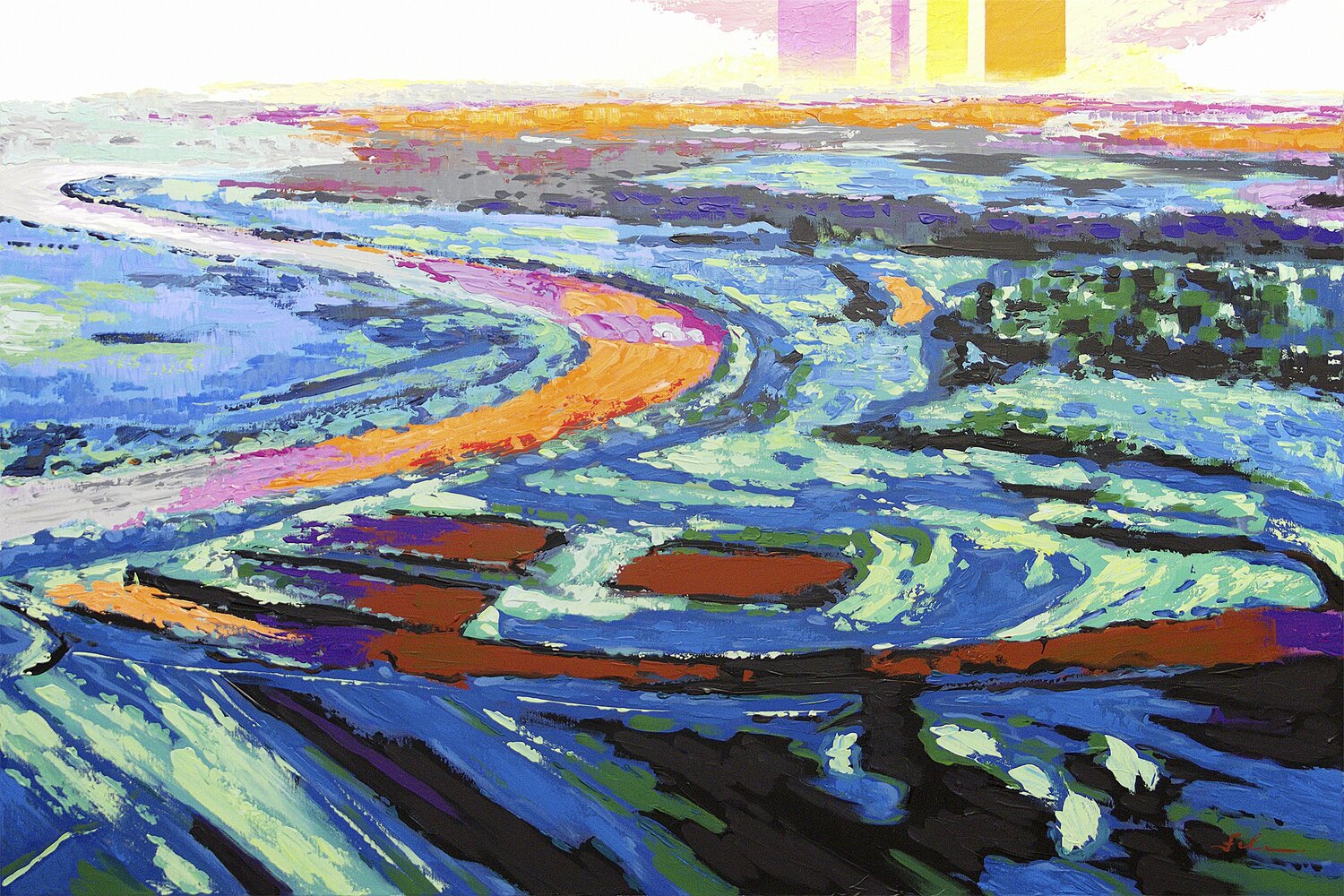 Flusslauf | Original Gemälde Acryl auf Leinwand Uwe Fehrmann Originalgemälde zu verkaufen