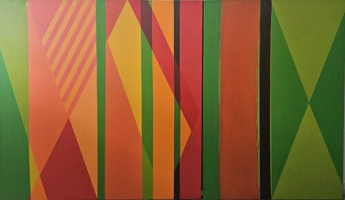 Orange and Greem compostion by Alejandra Repetto Escardó, 회화 for Sale on Singulart