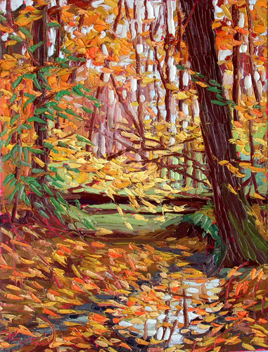 Golden Leaves in Yellowwood, October 29, 2019 by Charlene Marsh, Painting for Sale on Singulart