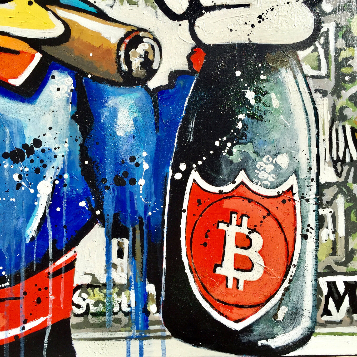 Picsou, Dollar is Dollar and Bitcoin is Bitcoin by Patrick Cornée (2021) :  Painting Oil, Charcoal on Canvas - Singulart
