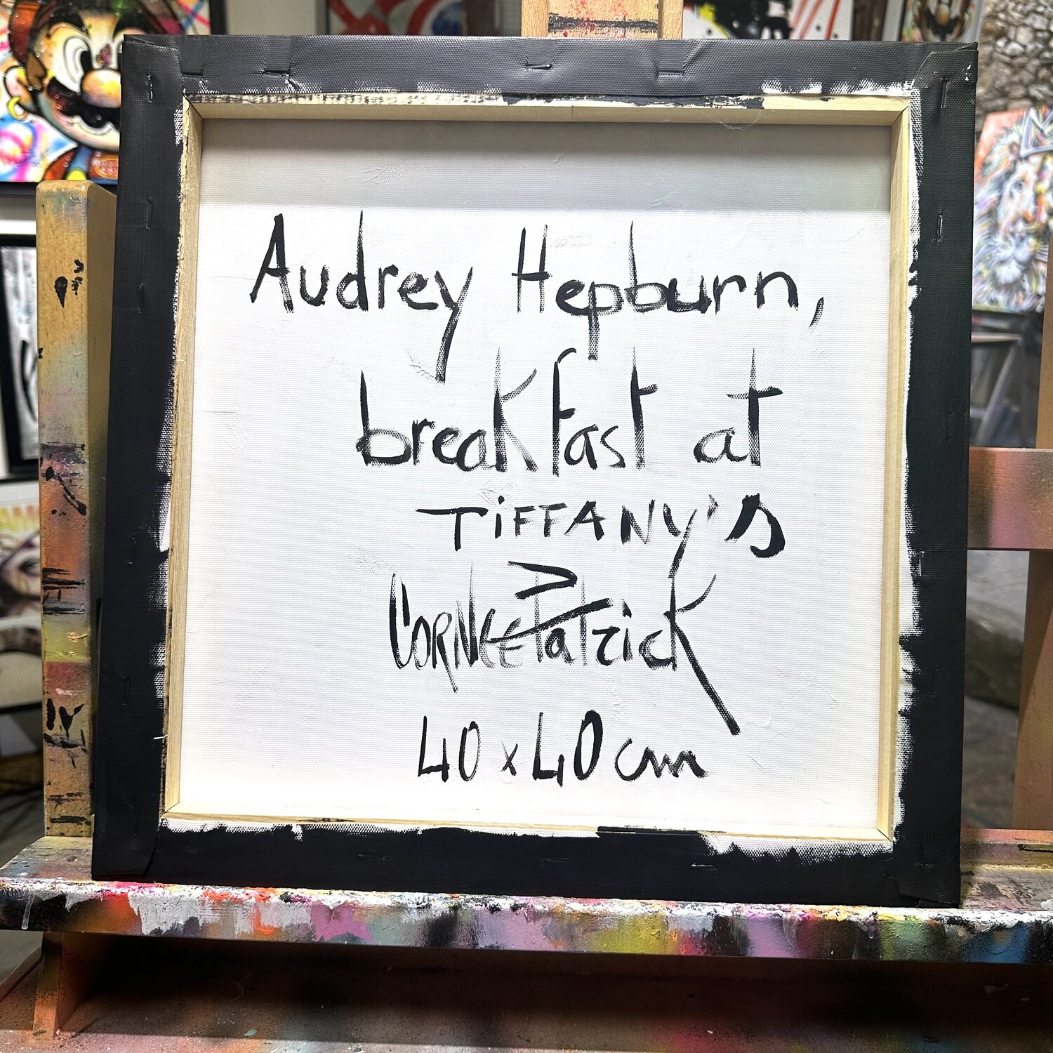 Audrey Hepburn, breakfast at Tiffany's - Patrick Cornée - Acryl, Öl auf  Leinwand, image size:1500x1500