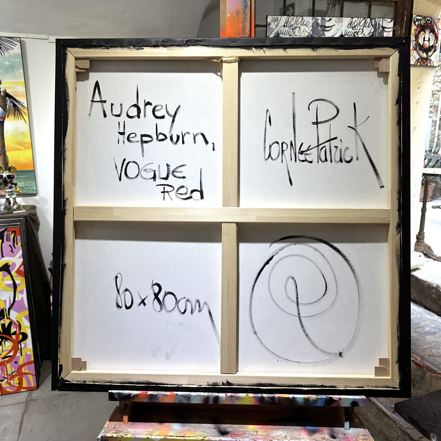 Audrey Hepburn, Vogue red - Patrick Cornée - Acryl, Öl auf Leinwand, image size:1500x1500