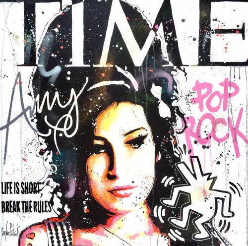 Amy Winehouse, for all times, black and white di Patrick Cornée, Pittura in vendita su Singulart