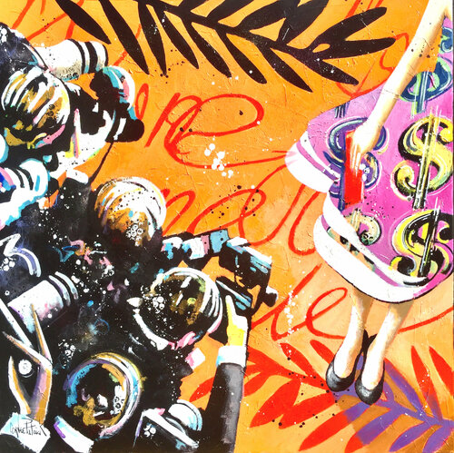 Cannes festival, red carpet, pink version de Patrick Cornée, Pintura a la venta en Singulart