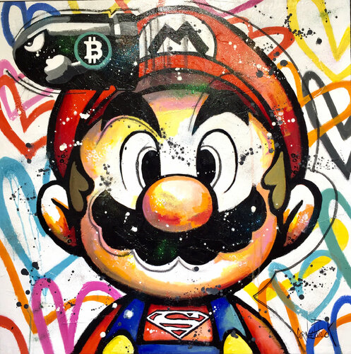 Mario loves Bitcoins de Patrick Cornée, Pintura a la venta en Singulart